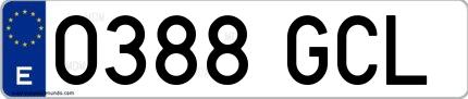 Ejemplo de matrícula española 0388 GCL