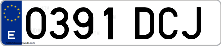 Ejemplo de matrícula de coche ordinaria 0391 DCJ