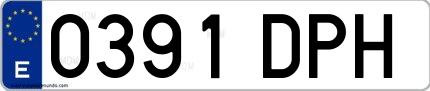 Ejemplo de matrícula española 0391 DPH