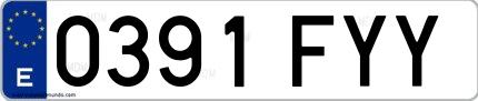 Ejemplo de matrícula española 0391 FYY