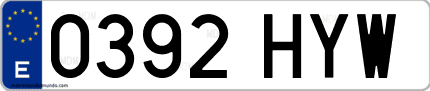 Ejemplo de matrícula de coche ordinaria 0392 HYW