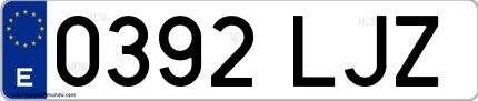 Ejemplo de matrícula española 0392 LJZ