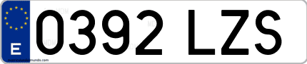 Ejemplo de matrícula de coche ordinaria 0392 LZS