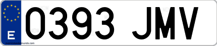Ejemplo de matrícula de coche ordinaria 0393 JMV