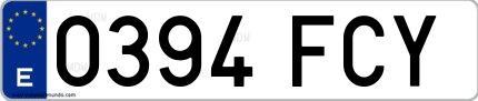 Ejemplo de matrícula española 0394 FCY