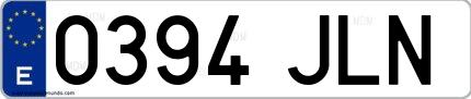 Ejemplo de matrícula española 0394 JLN