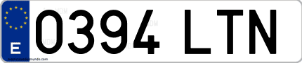 Ejemplo de matrícula de coche ordinaria 0394 LTN