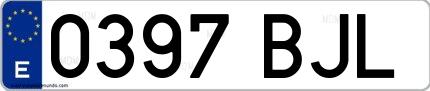 Ejemplo de matrícula española 0397 BJL