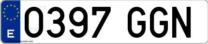 Ejemplo de matrícula española 0397 GGN