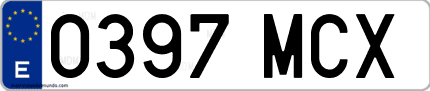 Ejemplo de matrícula de coche ordinaria 0397 MCX