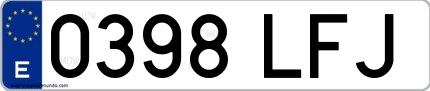 Ejemplo de matrícula española 0398 LFJ