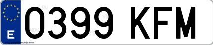 Ejemplo de matrícula española 0399 KFM