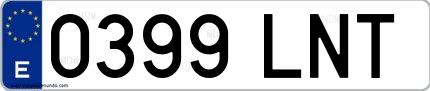 Ejemplo de matrícula española 0399 LNT