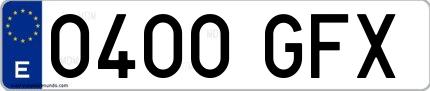 Ejemplo de matrícula española 0400 GFX