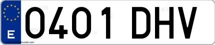 Ejemplo de matrícula española 0401 DHV