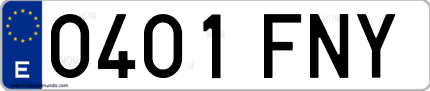 Ejemplo de matrícula de coche ordinaria 0401 FNY
