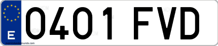 Ejemplo de matrícula de coche ordinaria 0401 FVD