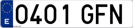 Ejemplo de matrícula de coche ordinaria 0401 GFN