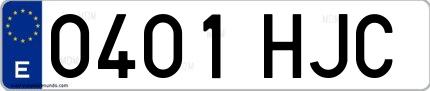 Ejemplo de matrícula española 0401 HJC