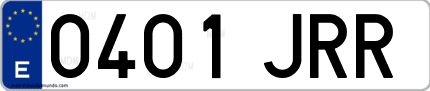 Ejemplo de matrícula de coche ordinaria 0401 JRR