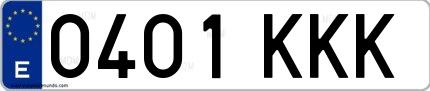 Ejemplo de matrícula española 0401 KKK
