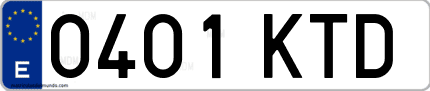 Ejemplo de matrícula de coche ordinaria 0401 KTD
