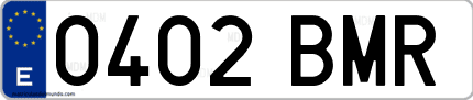 Ejemplo de matrícula de coche ordinaria 0402 BMR
