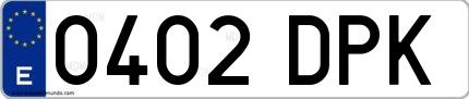 Ejemplo de matrícula española 0402 DPK