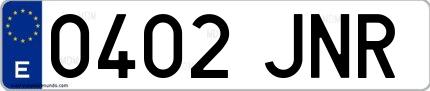 Ejemplo de matrícula española 0402 JNR