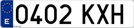 Ejemplo de matrícula española 0402 KXH
