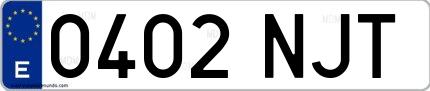 Ejemplo de matrícula española 0402 NJT