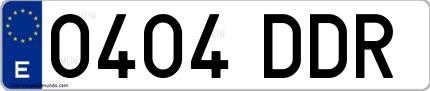 Ejemplo de matrícula española 0404 DDR