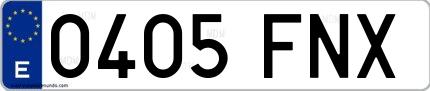 Ejemplo de matrícula española 0405 FNX