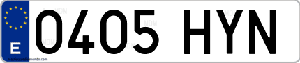 Ejemplo de matrícula de coche ordinaria 0405 HYN