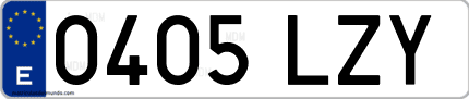 Ejemplo de matrícula de coche ordinaria 0405 LZY