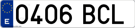 Ejemplo de matrícula de coche ordinaria 0406 BCL