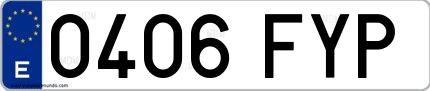 Ejemplo de matrícula española 0406 FYP
