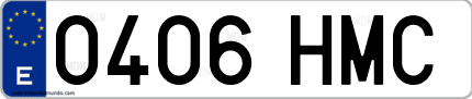 Ejemplo de matrícula de coche ordinaria 0406 HMC