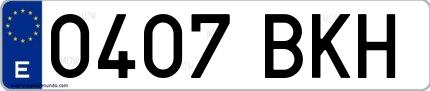 Ejemplo de matrícula española 0407 BKH