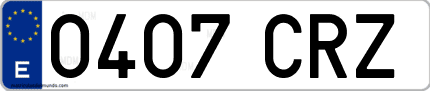 Ejemplo de matrícula de coche ordinaria 0407 CRZ