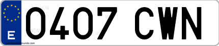 Ejemplo de matrícula de coche ordinaria 0407 CWN