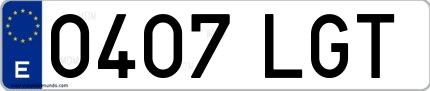 Ejemplo de matrícula española 0407 LGT