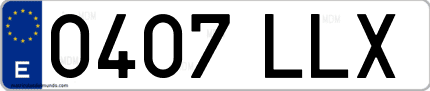 Ejemplo de matrícula de coche ordinaria 0407 LLX