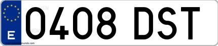 Ejemplo de matrícula española 0408 DST