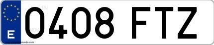Ejemplo de matrícula española 0408 FTZ