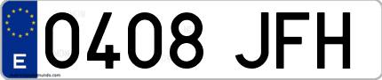 Ejemplo de matrícula de coche ordinaria 0408 JFH