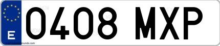 Ejemplo de matrícula española 0408 MXP