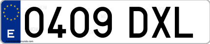 Ejemplo de matrícula de coche ordinaria 0409 DXL