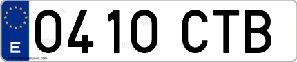 Ejemplo de matrícula de coche ordinaria 0410 CTB