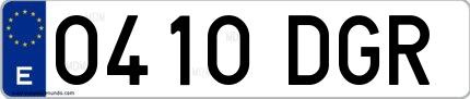 Ejemplo de matrícula española 0410 DGR